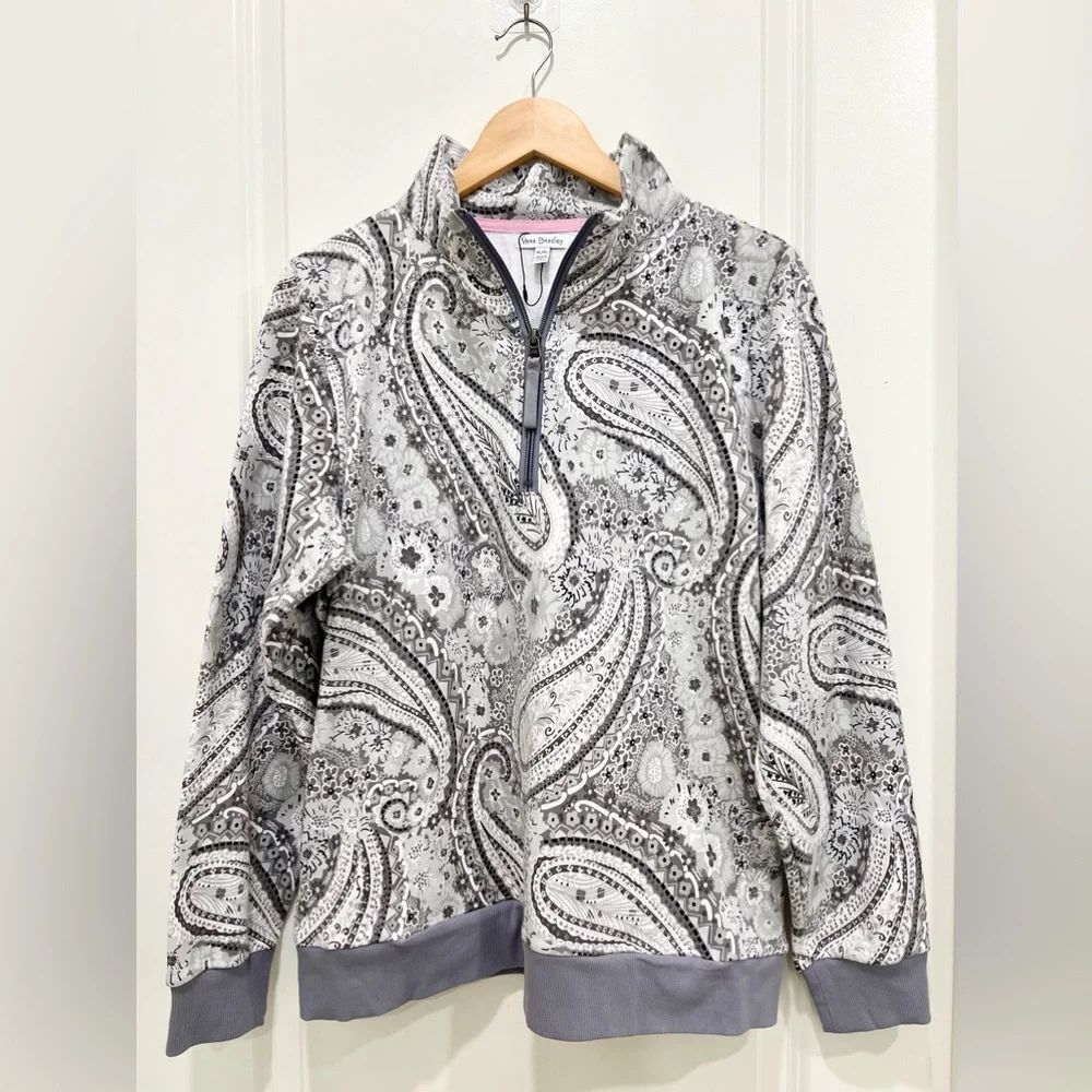 VERA BRADLEY French Terry Quarter-Zip Sweatshirt with Pockets - Picture 2 of 8